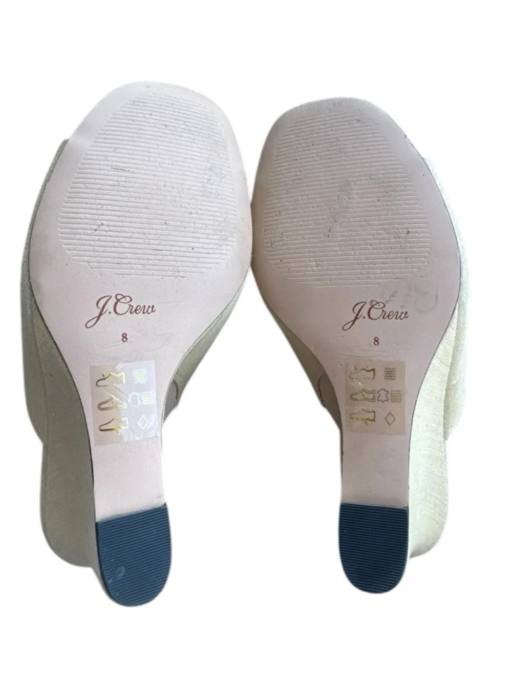 J.Crew‎ Beige Linen Wedge Mule Sandals Size 8 Minimal Coastal